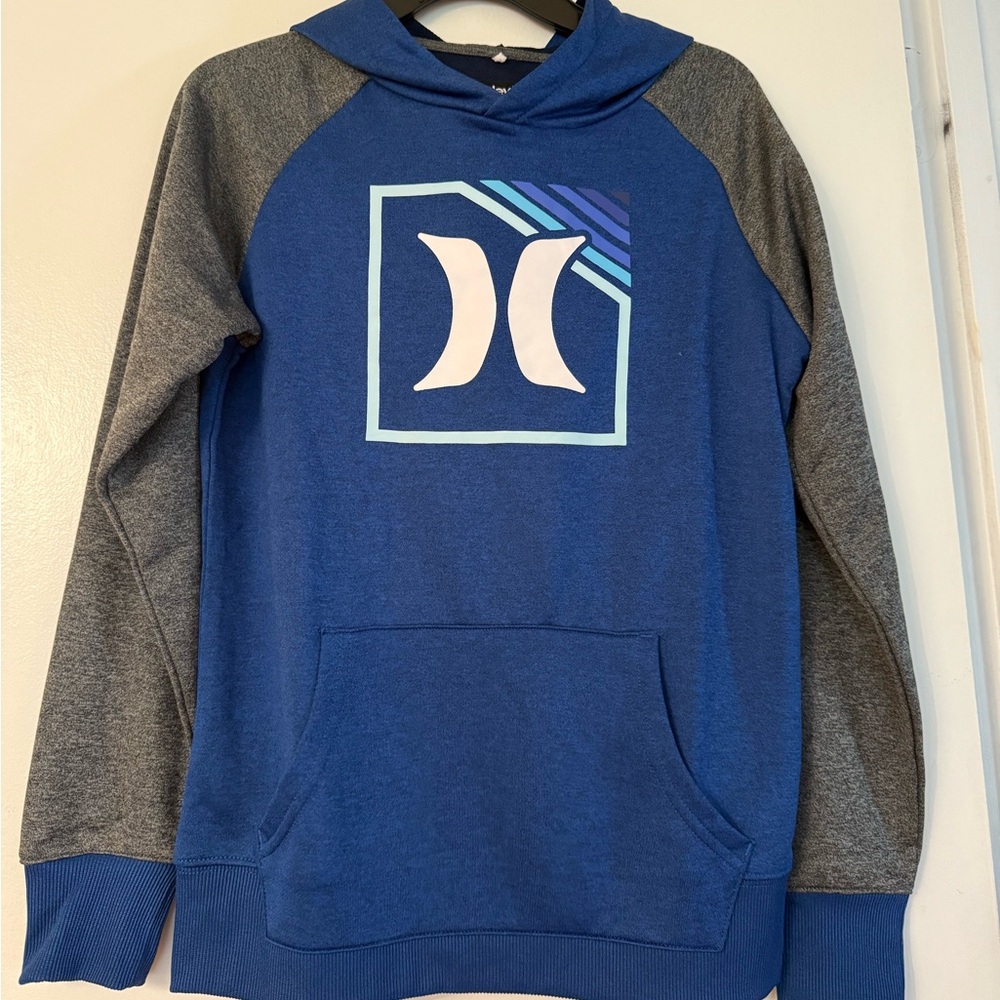 Hurley Blue and Gray Raglan Hoodie